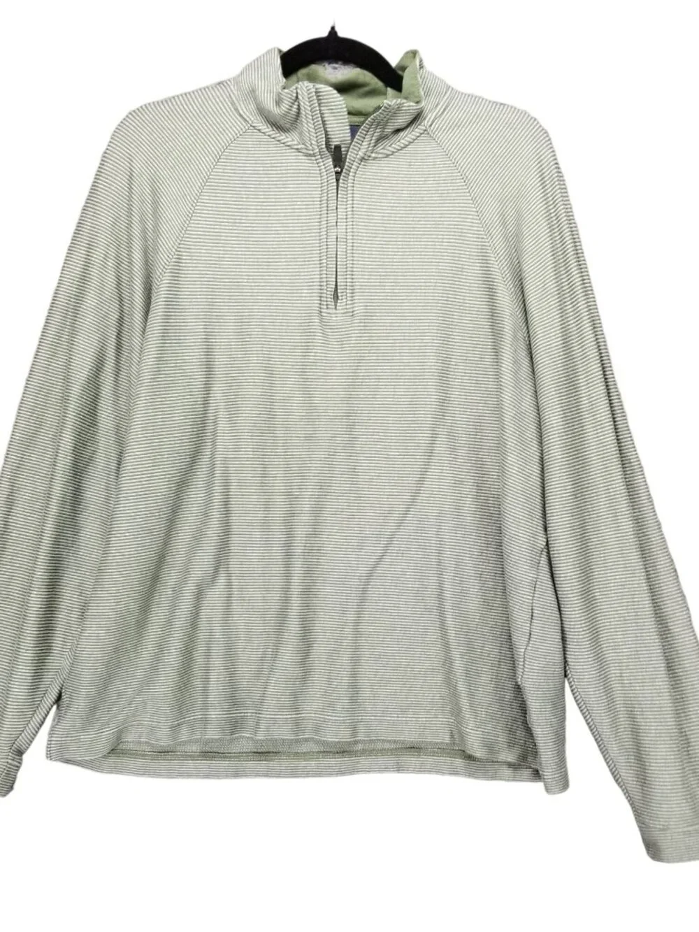 Cremieux Shirt Mens XL Green Striped Cotton Long Sleeve 1/4 Zip Sweatshirt - Picture 1 of 11